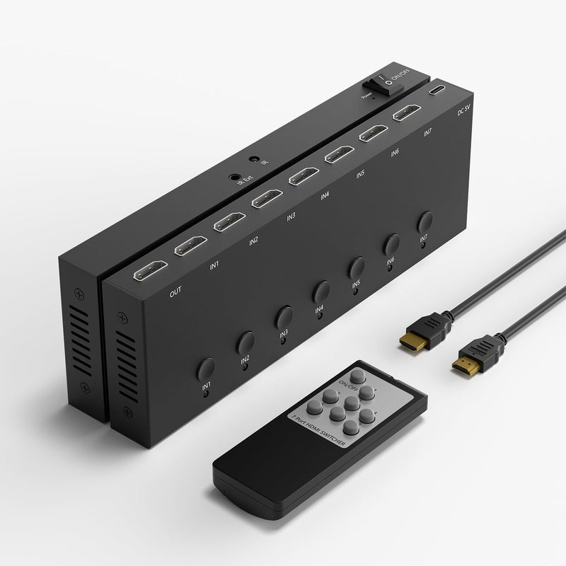 Arector 7 HDMI Converter with 4k@60Hz HDMI Switch & Infrared Remote Control - Ideal for Nintendo Switch/OLED/Xbox PS5/4/3 Blu-Ray Player Fire TV Stick Roku Apple TV Chromecast PC - Image 1